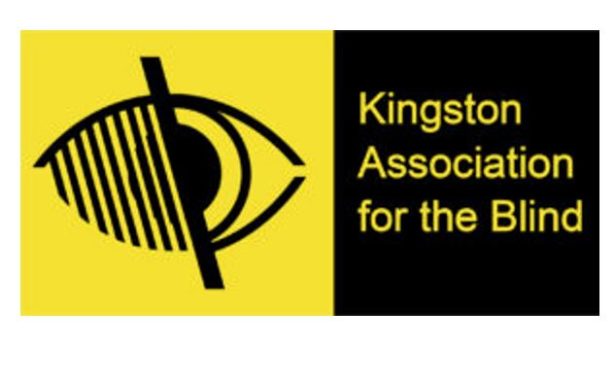 Kingston Association for the Blind logo with eye looking out on a yellow background.