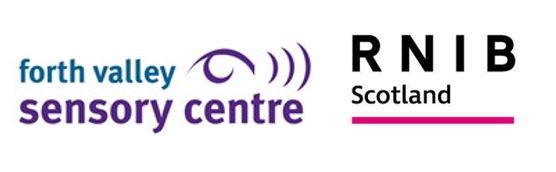 Left to right: Logos for Forth Valley Sensory Centre and RNIB Scotland