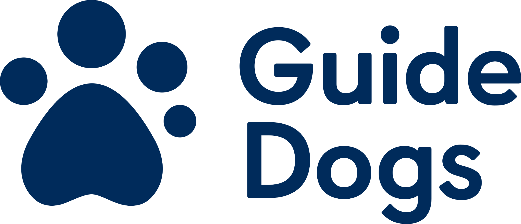 Guide Dogs logo displayed onto a paw print.