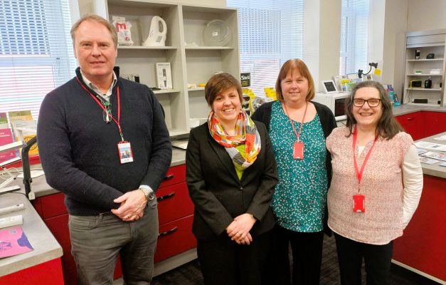 (L-R) NESS interim chief executive Alan Bell, Kirsty Blackman MP, NESS training and information officer Libby Hillhouse, NESS added value services manager Sheila Ogden.